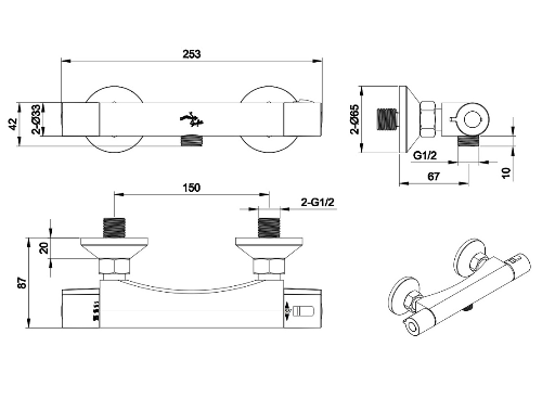 Pulzar TO PU3130-D SET 1 termostatická batéria so sprchovou súpravou